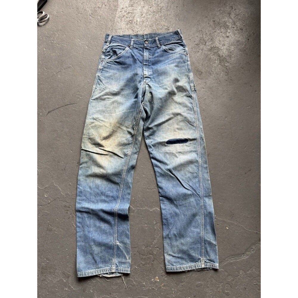 Vintage 60s Repaired Unbranded Denim Carpenter Pants 30x32